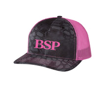 Load image into Gallery viewer, Backcountry Sled Patriots 112 Richardson Snap Back Trucker Cap Kryptek Typhon/Neon Pink