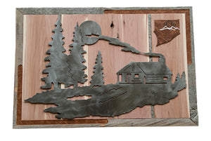 Backcountry Sled Patriots Metal artwork on Cedar Wood