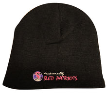 Load image into Gallery viewer, Backcountry Sled Patriots Black Beanie with Pink Logo
