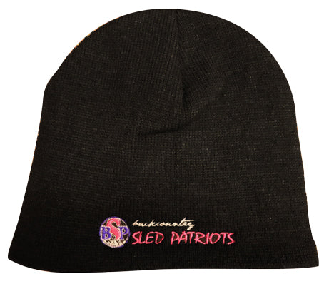 Backcountry Sled Patriots Black Beanie with Pink Logo