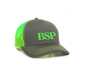 Backcoutry Sled Partiots neon green cap with logo in center