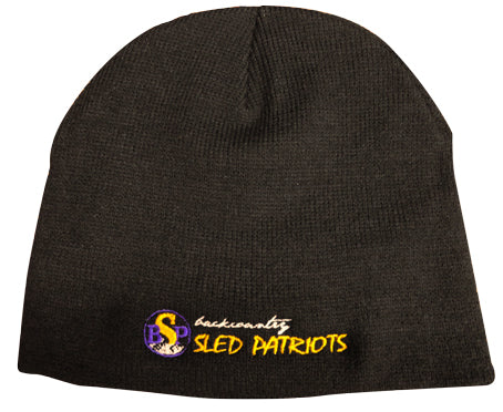 Backcountry Sled Patriots Black Beanie with Orange Logo